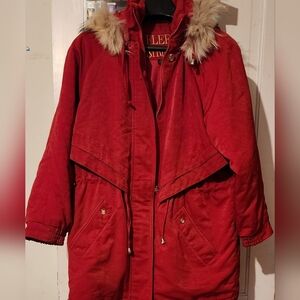 Fleet Street Fur Duck Lined Red Parka